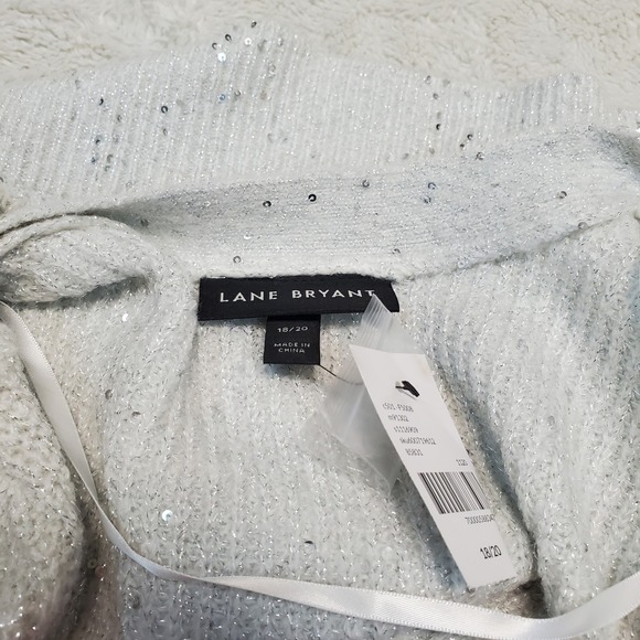 NWT Lane Bryant Gray Silver Sequin‎ Holiday Knit Cardigan Plus Size Women 18 20 - Picture 10 of 10